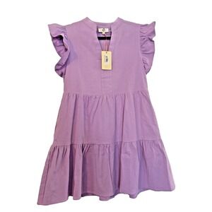 New Entro dress Mini Sz Small women Lavender Fairy cottage core Tiered Purple